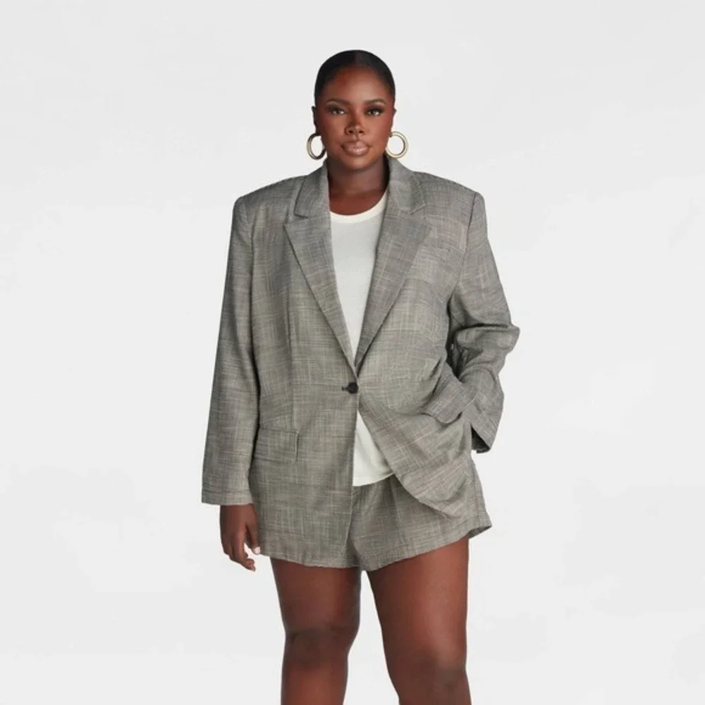 KBB KAHLANA Target Women's XL Extra Large The Deconstructed‎ Blazer Plaid Jacket